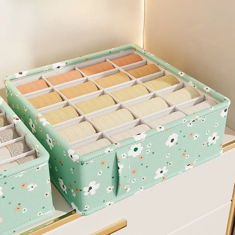 1pc Dark Grey Underwear Storage Box Socks Underwear Storage Drawer Division Multifunctional Household Wardrobe Classification