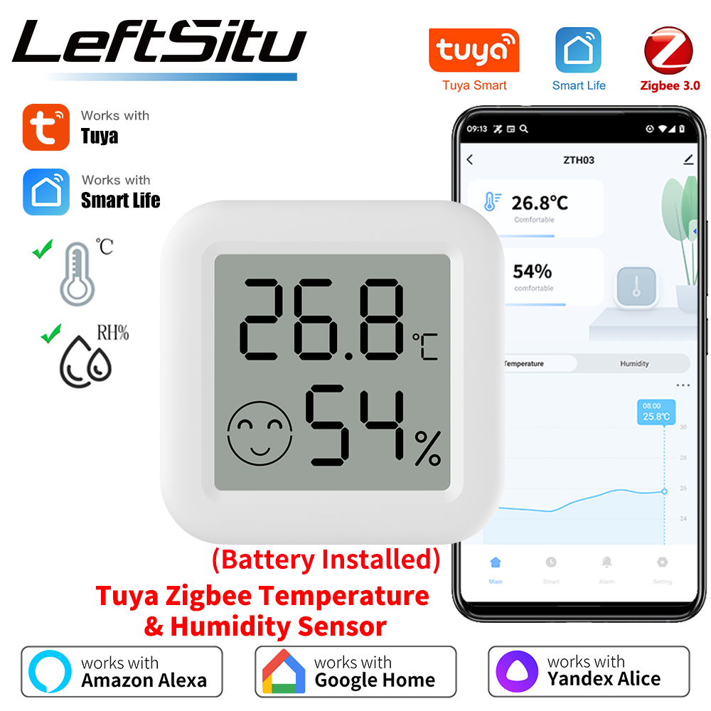 Tuya Zigbee 3.0 Temperatur-Feuchtigkeitssensor APP-Fernbedienungsthermometer über Smart Life für Smart Home Work mit Yandex Alexa