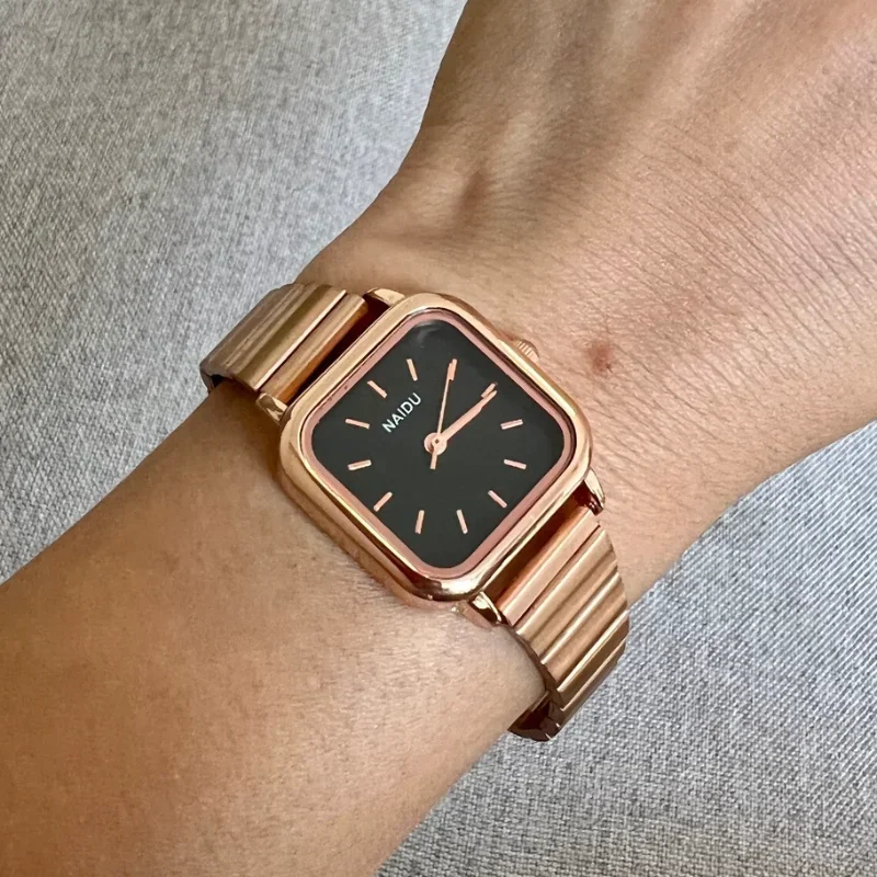 Reloj de cuarzo con correa de acero inoxidable para Mujer, Reloj de pulsera informal a la moda con esfera cuadrada, Reloj para Mujer, envío directo