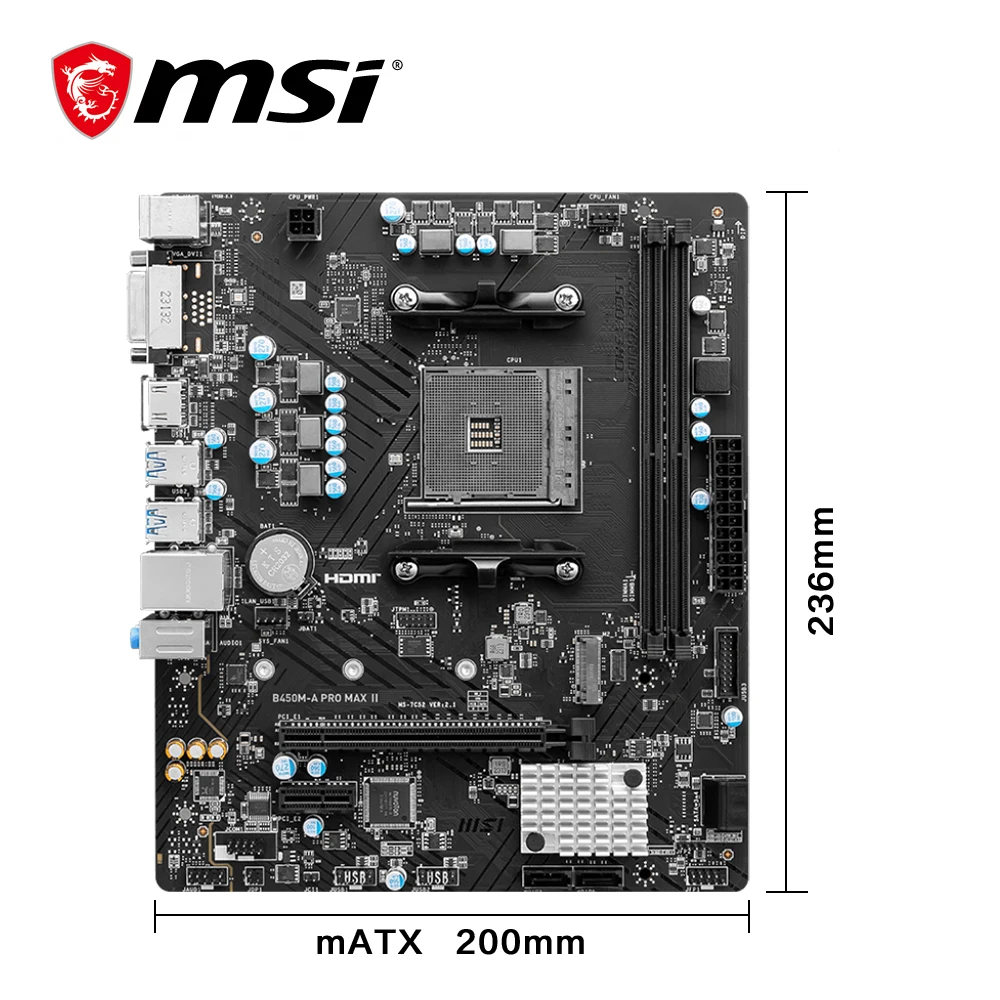 Msi amd B450M-A pro max ii neues motherboard dual-kanal ddr4 speicher m.2 sataiii usb 3,2 unterstützung r9 cpu socket am4 mainboard