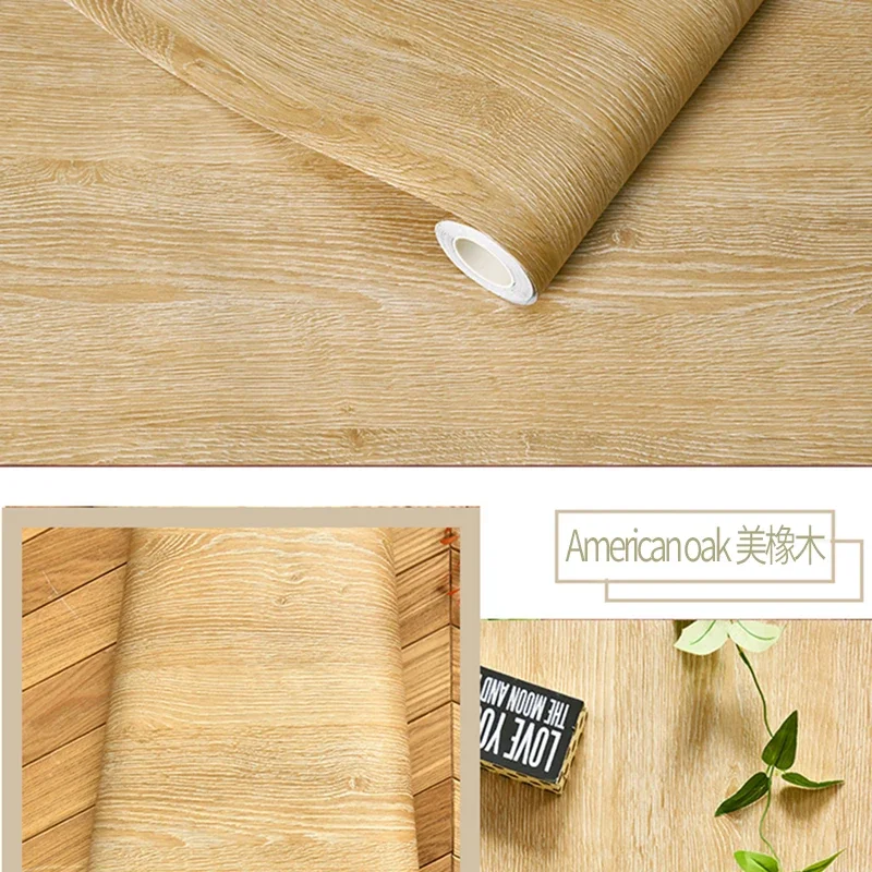 กันน้ําไม้วอลล์เปเปอร์ไวนิล Self Adhesive วอลเปเปอร์ประตูตู้เดสก์ท็อปโมเดิร์นเฟอร์นิเจอร์ตกแต่งกระดาษ
