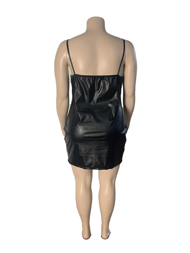 Женское облегающее платье из ПУ кожи, размеры до 5xl