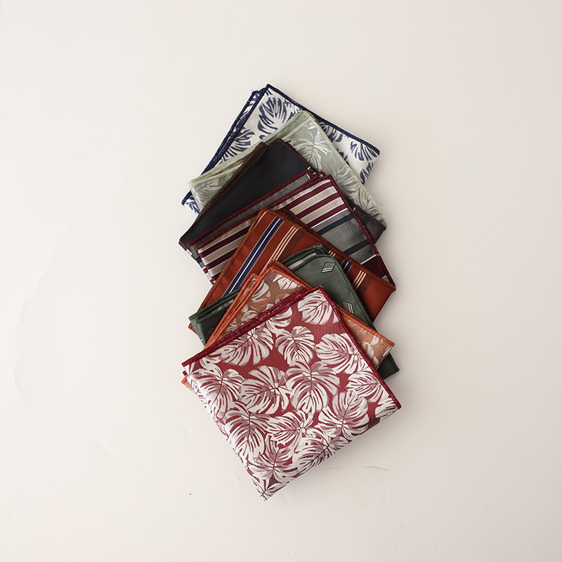 24 cm Luxe Bloemen Pochet Groen Bruin Stippen Gestreepte Zakdoek Bruiloft Pak Accessoires Formele Zachte Hanky Das