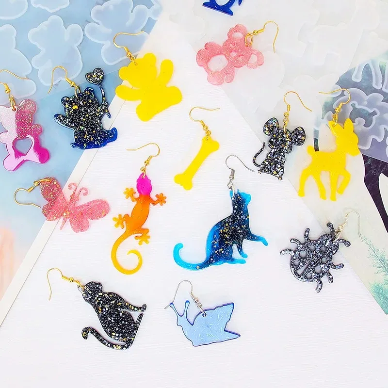 สัตว์ต่างหูแม่พิมพ์พวงกุญแจ Spider Gecko แม่พิมพ์ซิลิโคน DIY อีพ็อกซี่เรซินแม่พิมพ์จี้เครื่องประดับทําสัตว์งานฝีมือตกแต่ง