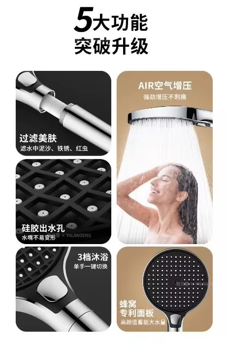 150MM Big Panel 3 Modes Pressure Boost Shower Head With Filter Adjustable Spray Nozzle Massage Shower Faucet Bathroom Accessorie