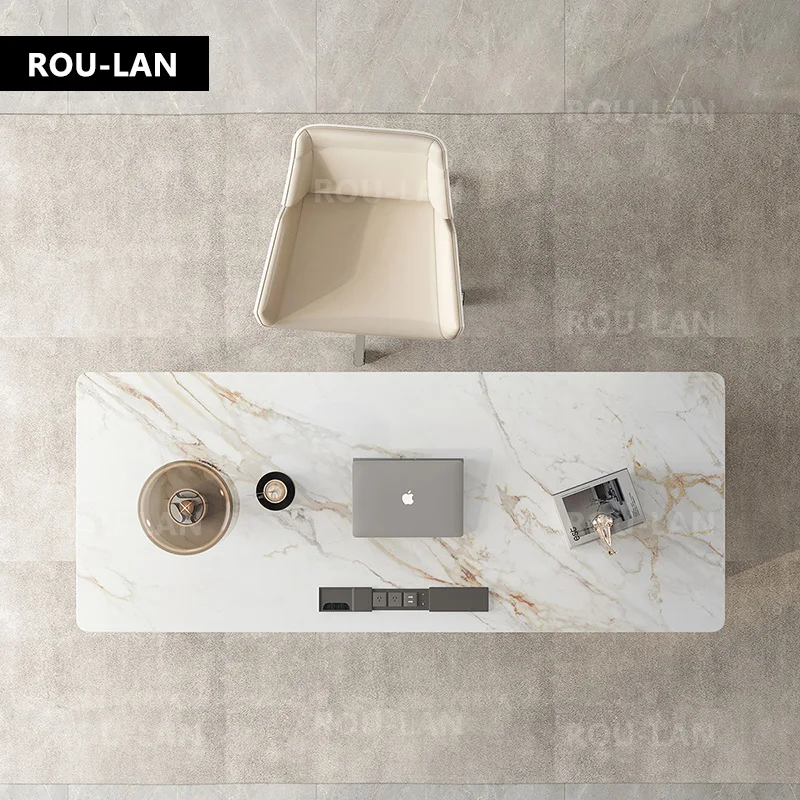 Rock Slab Desk Small Apartment 스칸디나비아 서재 럭셔리 사무실 책상 컴퓨터 책상, 모던한 쓰기 책상, 가정용