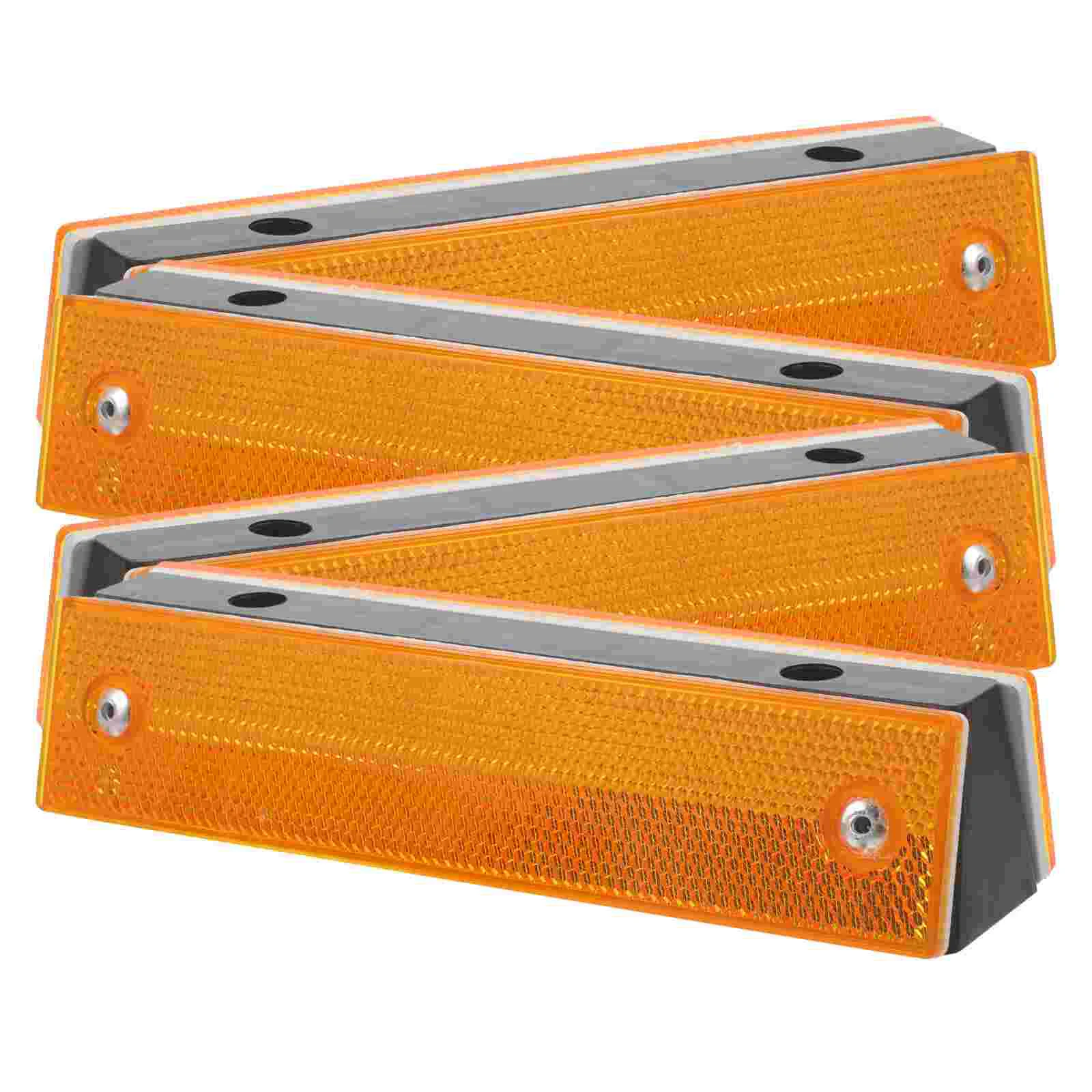 4 Pcs Double Sided Rectangular Reflective Markers Long Shape Outline Road Indicators Driveway Pavement Markers Reflectors