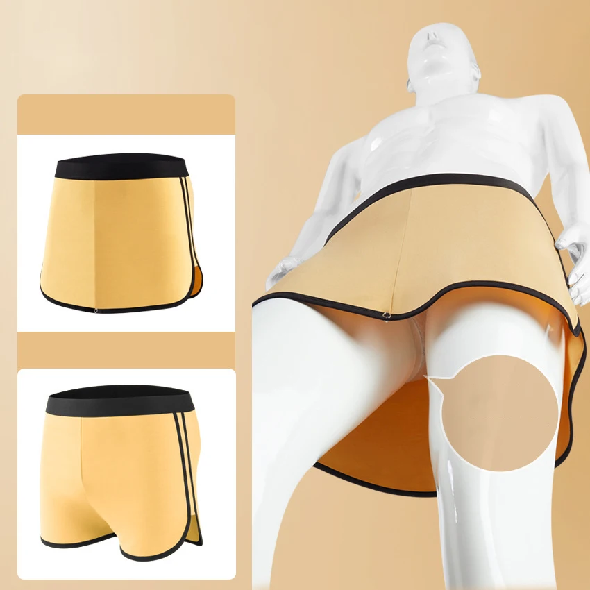 3 In 1 Men Modal Boxer Shorts Seperation Bullet Pouch Soft Panties Button Design Breathable Underpants Comfortable Underwear