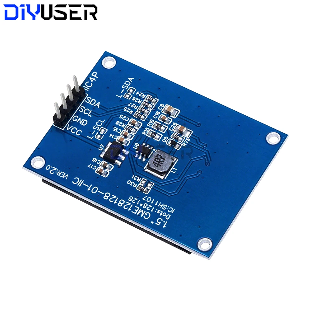 1,5 Zoll OLED-Anzeigemodul 128 x 128 Pixel SH1107 Treiber I2C IIC 4Pin für Arduino ESP32 Raspberry Pi