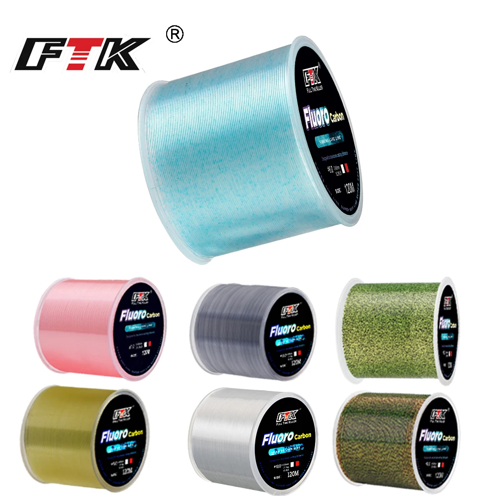 FTK-sedal de pesca Invisible con revestimiento de fluorocarbono, 120m, 0,20mm-0,50mm, 4,13LB-34,32LB, línea manchada súper fuerte