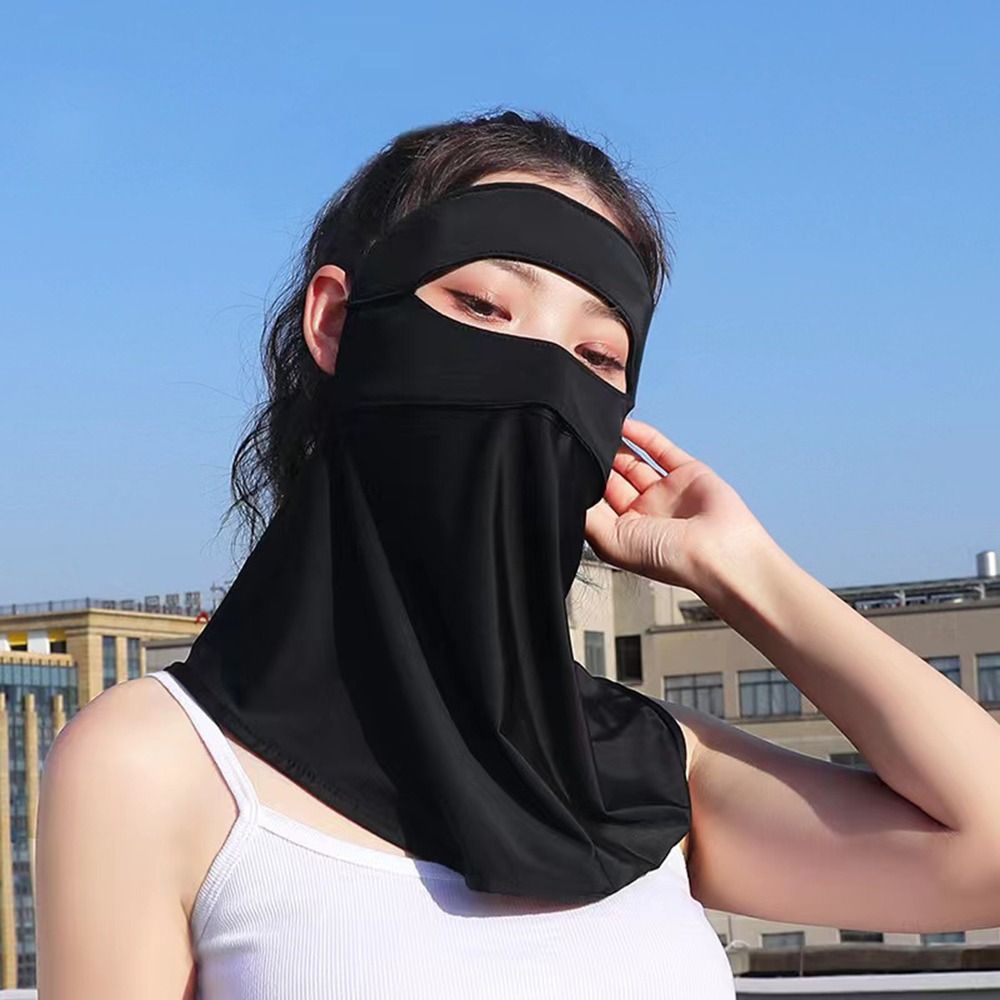 Máscara de seda gelo respirável para mulheres, lenço protetor solar, protetor solar para ciclismo, anti-UV, UPF50 Plus, verão