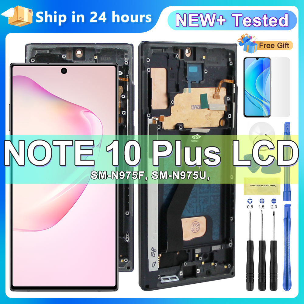 スーパー AMOLED ディスプレイサムスン注 10 プラス 4 グラム 5 グラムディスプレイタッチスクリーン Note10 + N975F N976F 液晶サポート S ペン指紋作業