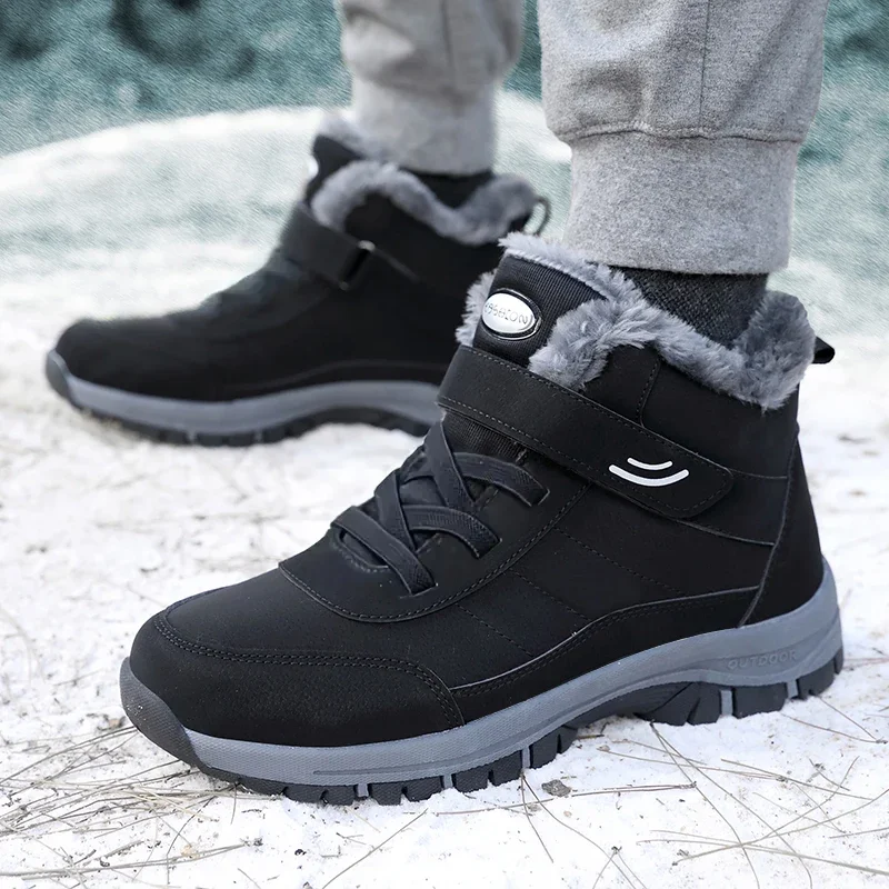 Botas de senderismo al aire libre para mujer, zapatos de nieve con plataforma, botas de felpa para mantener el calor, botines de invierno, zapatos cómodos para caminar