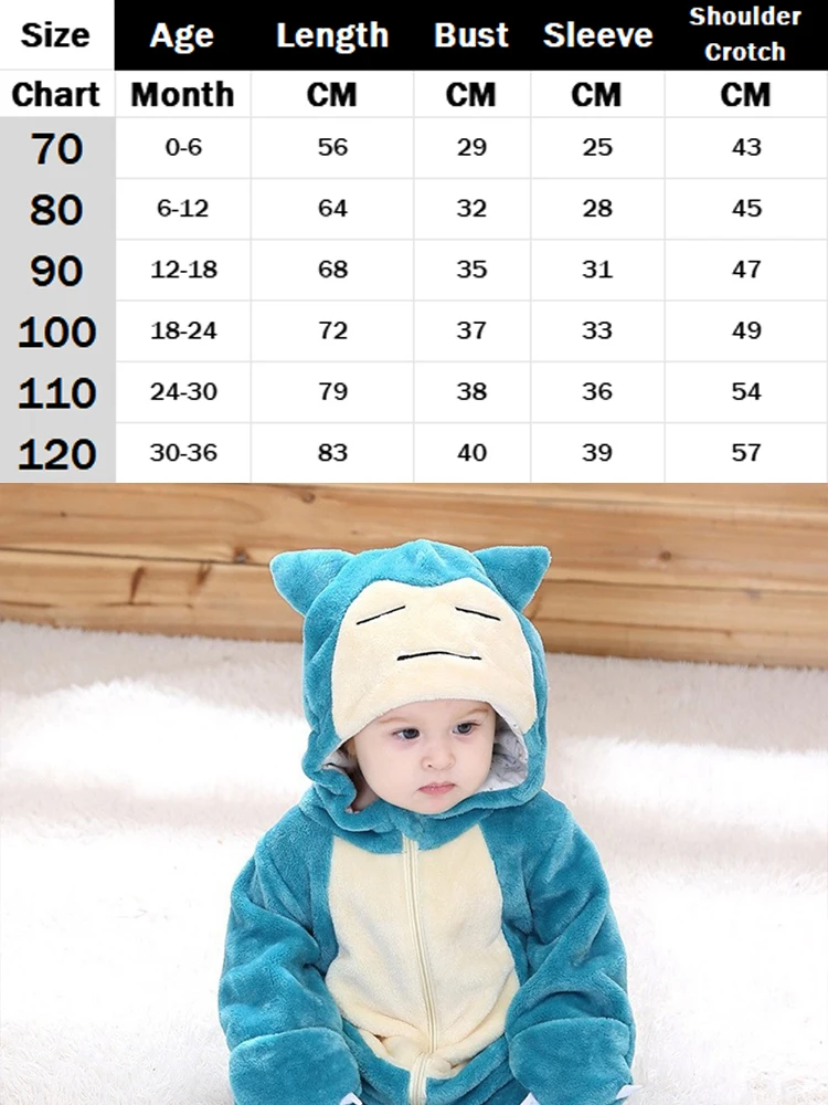 เด็กคอสเพลย์ Climb ชุดบอดี้สูททารกอะนิเมะทารกแรกเกิด Snorlax ไดโนเสาร์บทบาทเล่น Flannel ป้องกัน Jumpsuit ฮาโลวีน 0-3 ปี Cos