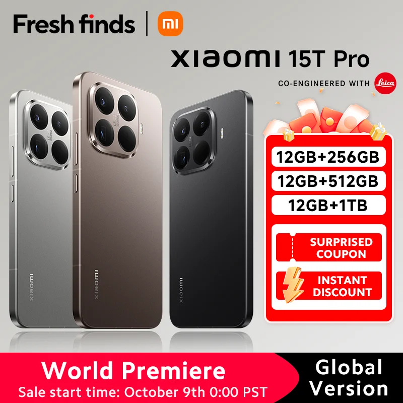 Estreno mundial Xiaomi 15T Pro 5G Smartphone MTK Dimensity 9400+ Versión global 5500mAh Pantalla AMOLED de 6,83" Cámara 144Hz 50MP