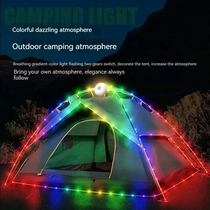10M Length LED Camping Lamp Strip Atmosphere Waterproof Recyclable Light Belt Outdoor Garden Decoration Lamp for Tent Room