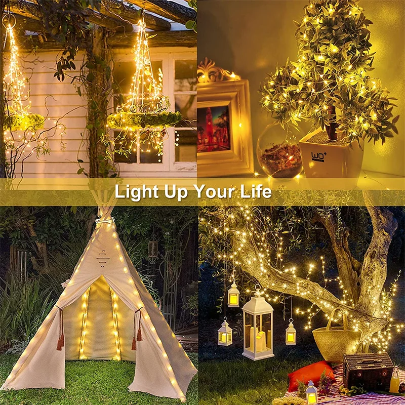 102M/52M/32m/22m/11m/7m Solar LED Licht Outdoor Girlande wasserdichte Girlande Lichterketten Straße Girlande für Hochzeit Party Decor