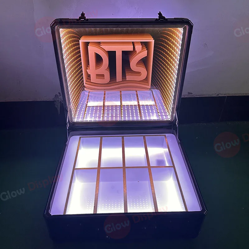 Custom Lockable LED Money Box Lighted Dollar Carrier Locking Display Case Wine Bottles Briefcase Champagne Suitcase Presenter