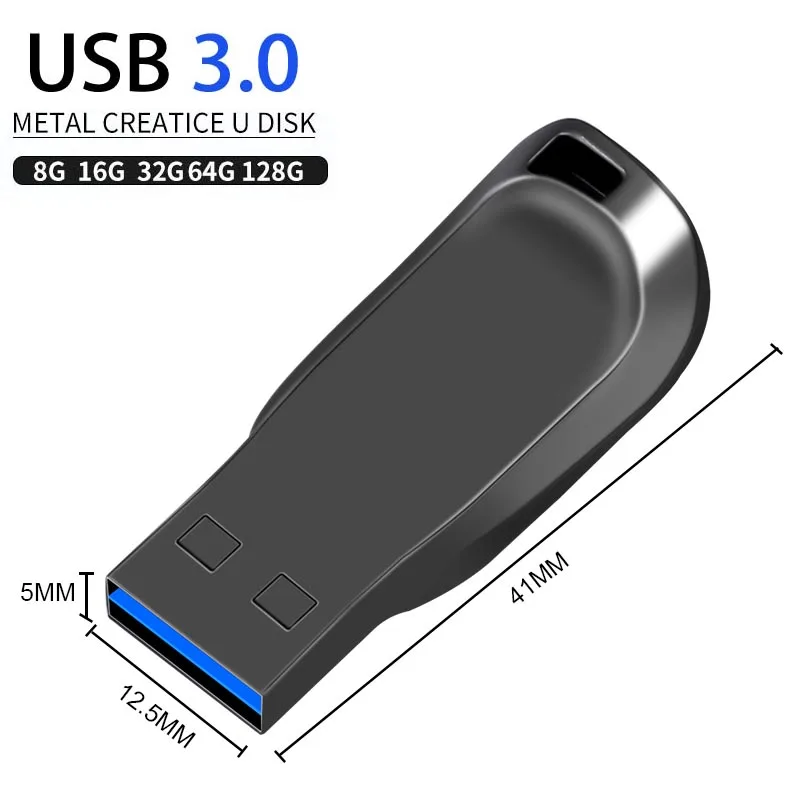 Unidad flash USB 3.0 con varilla de metal de alta velocidad, 128 GB, 64 GB, 32 GB, 16 GB, 8 GB, disco U con bolígrafo gratuito duradero para almacenamiento de datos