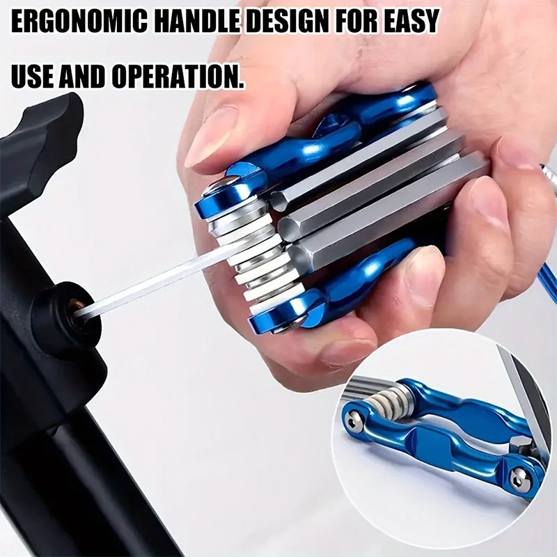 8-in-1 Folding Hexagonal Wrench CR-V Material Multi-functional Folding Wrench for Cycling/work Portable Hand Tool Set