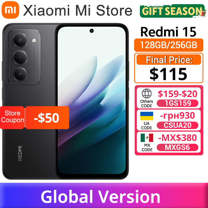 【Brand+】Redmi 15 Global Version Smartphone 6.9" 50MP 7000mAh battery 33W fast charging IP64 Snapdragon® 685 Mobile Platform