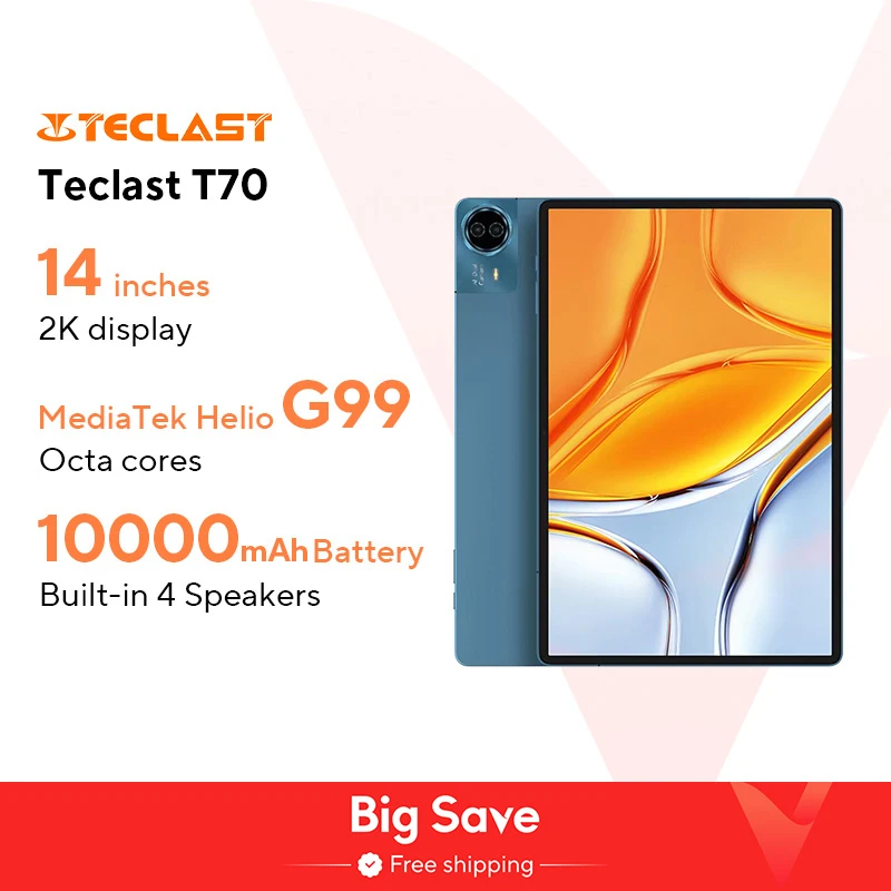 【Мировая премьера】Планшет Teclast T70 с 14-дюймовым дисплеем FHD Android 14 MTK Helio G99, 8 ГБ/256 ГБ, 10000 мАч, аккумулятор, 18 Вт, 4G, глобальная версия