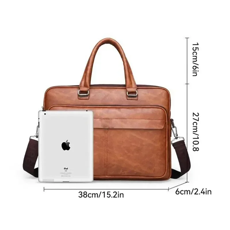 Borsa a tracolla in pelle PU Borsa per documenti a tracolla portatile casual e impermeabile di grande capacità per borsa per laptop da uomo