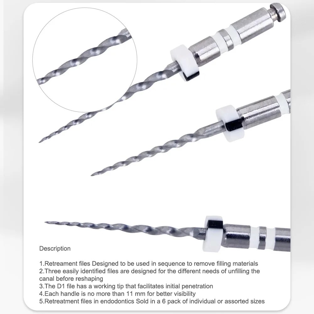 6 unids/caja motor de retratamiento Dental Canal radicular NiTi archivo Denspay D1-D3 NiTi Super D limas rotativas para herramientas de limpieza de conducto radicular