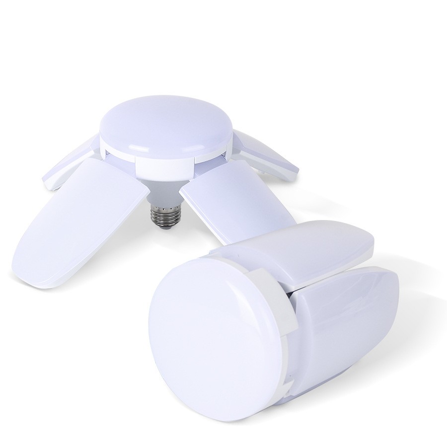 E27 28W LED Garage Light Fan Lampadine Lampada con temporizzazione lama 85-265V 360 ° Lampada a lampadina a LED pieghevole Illuminazione industriale a soffitto per la casa