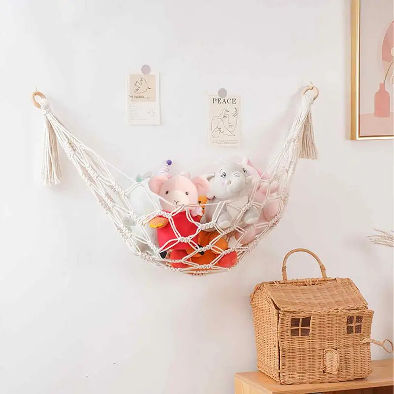 Boho ตุ๊กตาสัตว์เปลญวนเก็บเปลญวนตุ๊กตาของเล่นตุ๊กตาห้องมุมตาข่ายสําหรับตกแต่งห้องแขวน