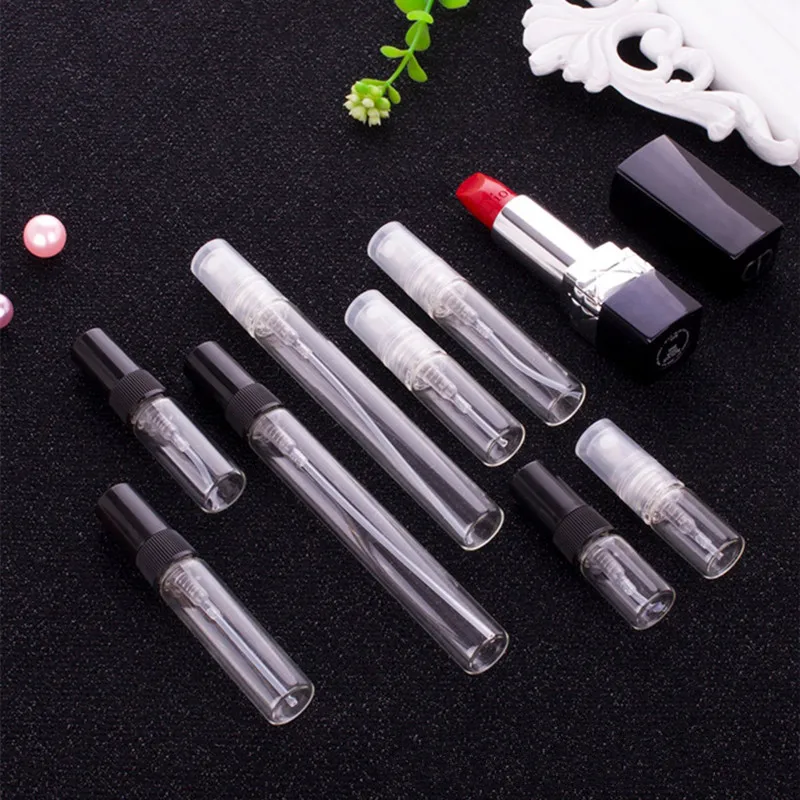 5 개/갑 2ML 3ML 5ML 10ML 명확한 미니 향수 유리 병 빈 화장품 병 샘플 테스트 튜브 얇은 유리 병 앰버