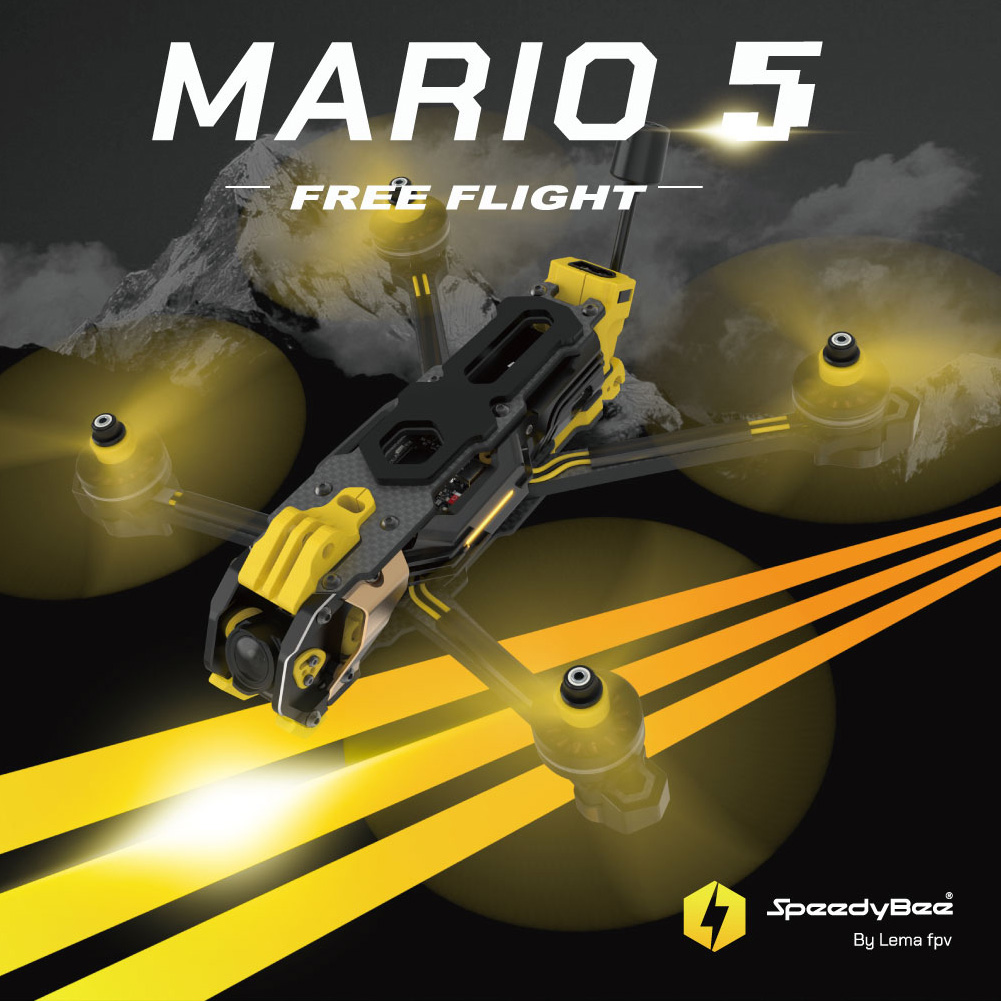 SpeedyBee Mario 5 Rahmen 5 Zoll DC/XH-Version mit Kohlefaserplatte FPV Freestyle RC Racing Drone für O3/O4 PRO