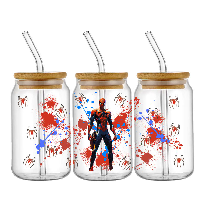 Disney Cartoon Avenger Hero Pattern UV DTF Transfer Sticker Waterproof Transfers Decals For 16oz Glass Cup Wrap Stickers