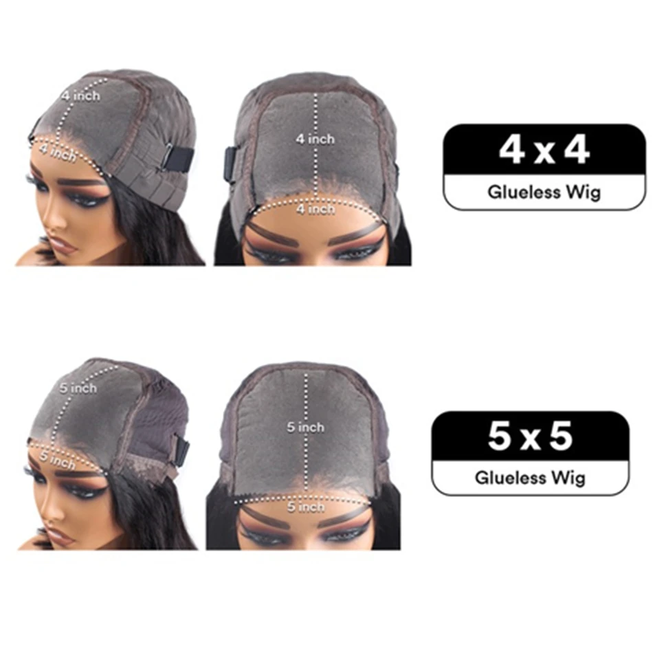Pelucas delanteras de encaje recto sin pegamento Wear and Go Bone 4x4 5x5 peluca de encaje precortada cabello humano listo para usar peluca con cierre de encaje para mujeres
