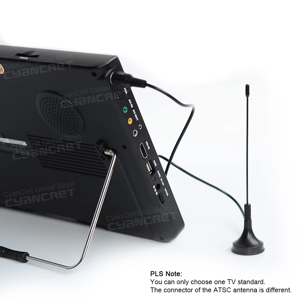 LEADSTAR D12 12 นิ้ว HD แบบพกพาทีวี DVB-T2 tdt DTT Digital และ Analog mini รถขนาดเล็กโทรทัศน์สนับสนุน USB SD Card MP4 AC3