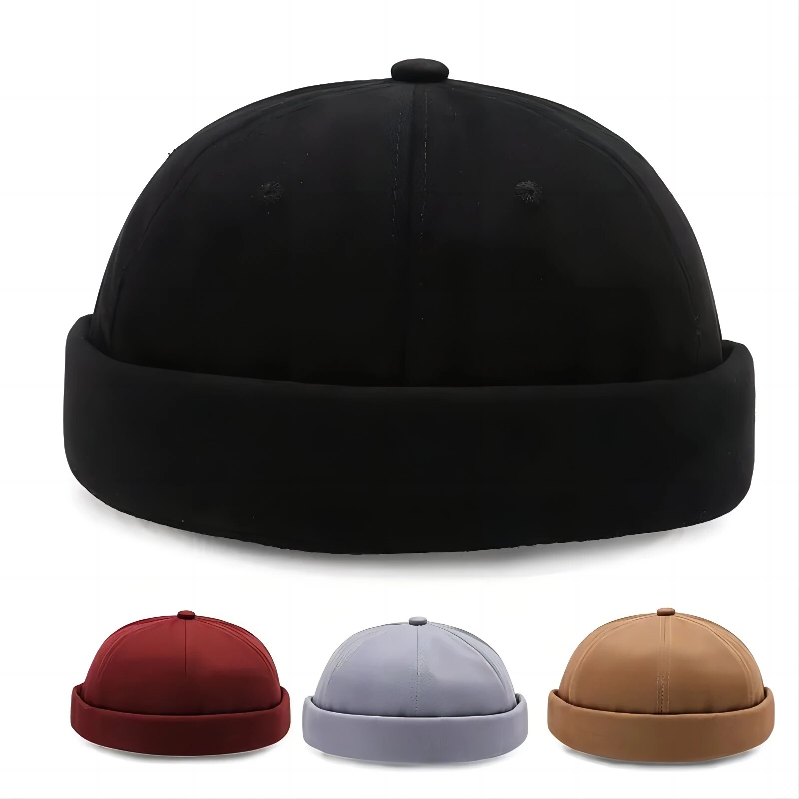 Modne czapki bez ronda w stylu Vintage czapka Dome czapki bawełniane regulowane Unisex męskie damskie czapki hip-hopowe wszechstronne Skin Cap melonowe