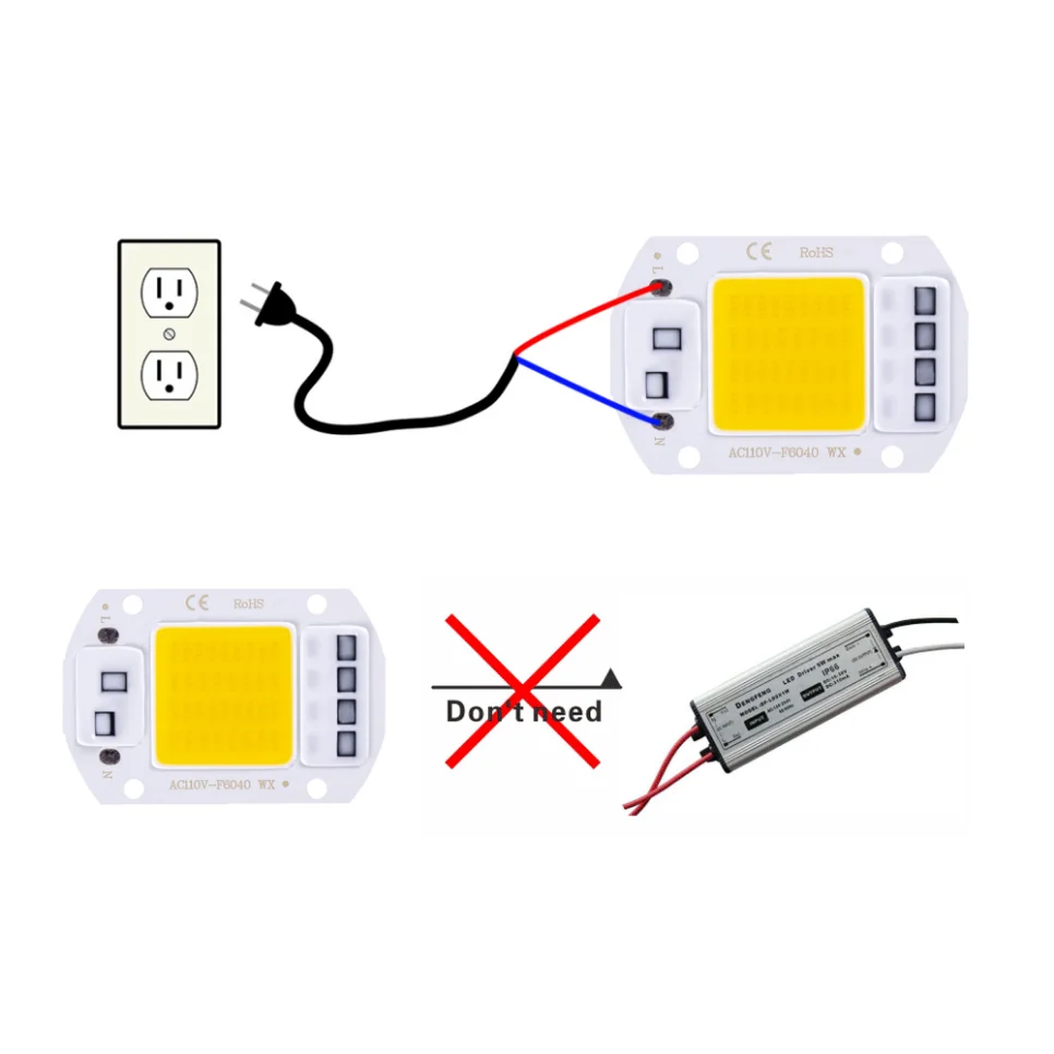 LED COB 칩, 피토 램프, 풀 스펙트럼, 110V/220V, 20W, 30W, 50W, 스마트 ICFor, 실내 식물 묘목 재배용, 아웃도어 칩, 램