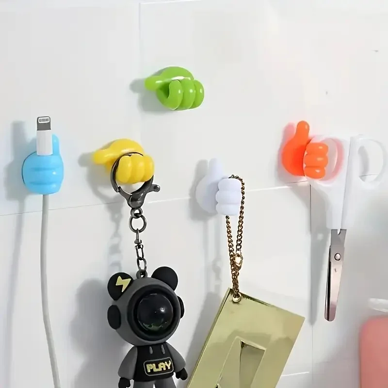 Organizador de cables en forma de pulgar, Clips de almacenamiento, ganchos adhesivos sin taladro, plástico, perfecto para cables de carga, soporte para cables, 10 Uds.