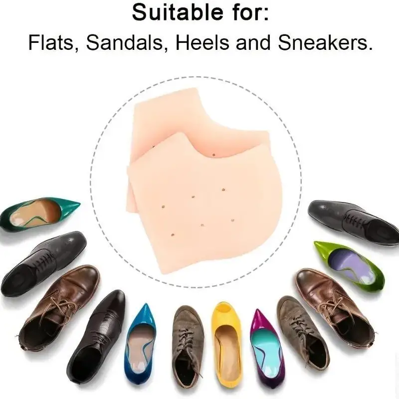 2개 여성 남성 젤 발뒤꿈치 보호대 실리콘 보습 젤 발뒤꿈치 보호 양말 실리콘 젤 가드 건조 갈라진 발 슬리브