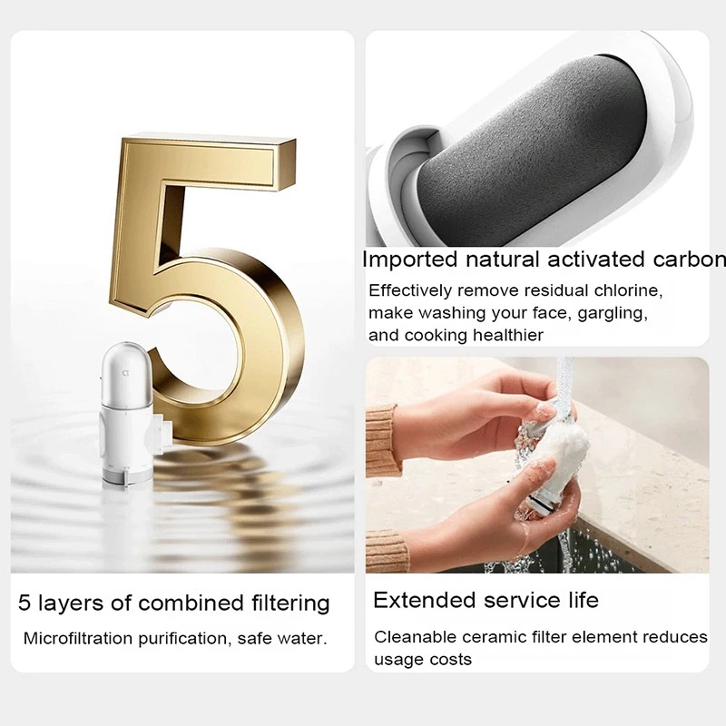 2024 New XIAOMI Mijia Faucet Water Purifier 2 Household Kitchen Tap Visible Water Filter Activated Carbon Percolator System