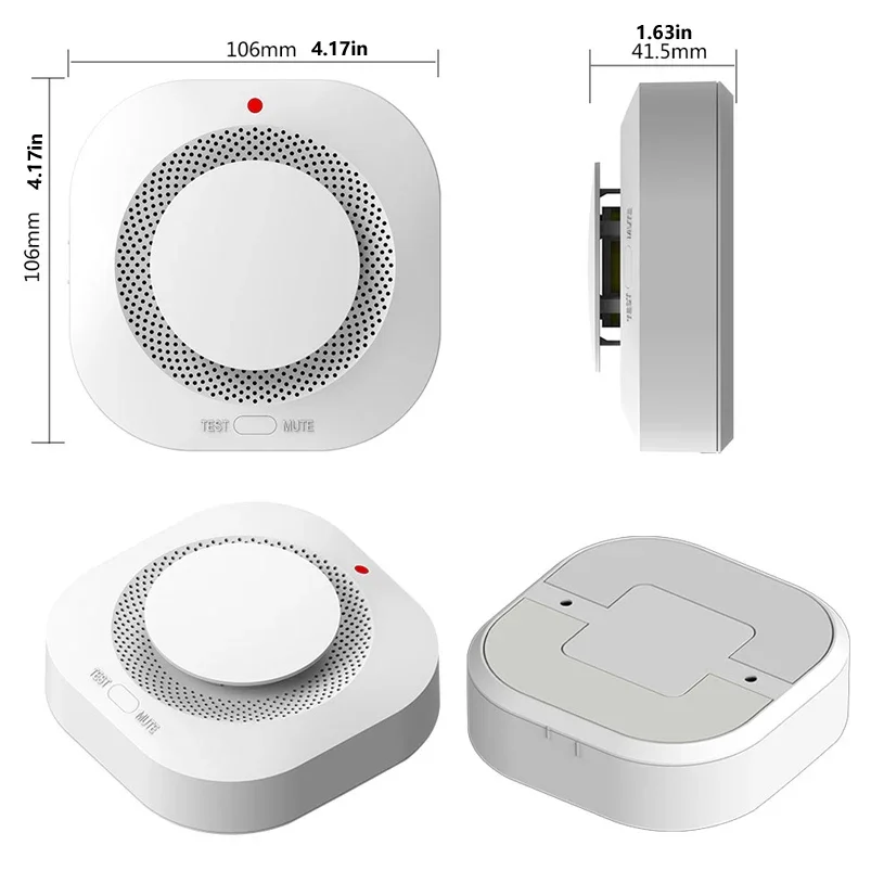 Detector de humo inalámbrico de protección contra incendios de color blanco: sensor de humo altamente sensible para sistema de alarma doméstica