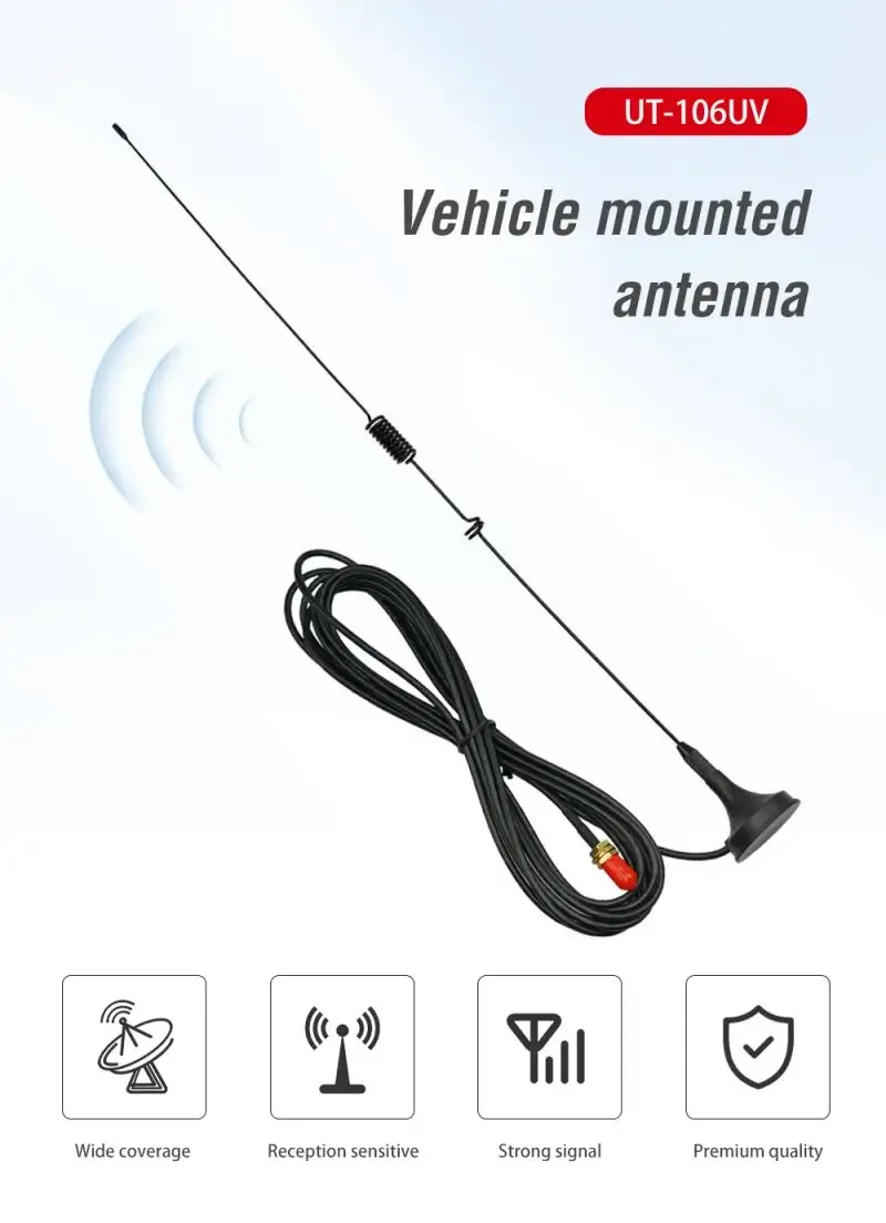 Nagoya UT-106UV Auto Ham Radio Antenna Magnetica VHF/UHF Dual Band SMA-Femmina per Baofeng BF-888S UV-5R/9R/10R/82 Walkie Talkie