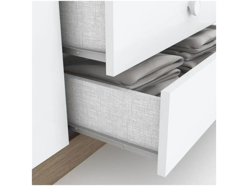 Quarto de Bebê Completo com Berço Cômoda e Guarda-roupa Henn Bala de Menta Rústico e Branco