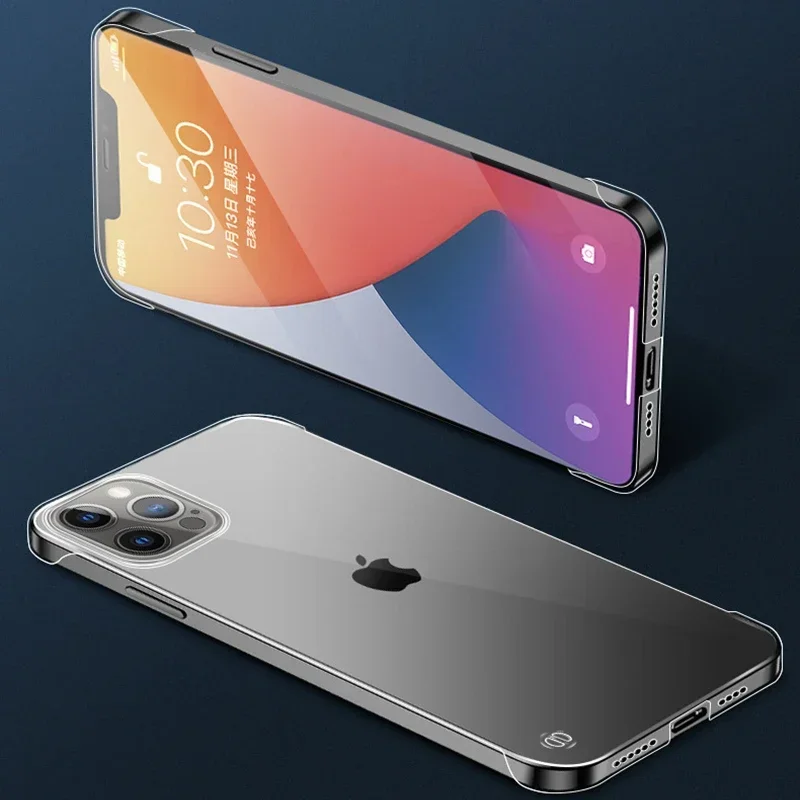 Funda de teléfono transparente sin marco delgada para iPhone 16 15 14 13 12 Mini 11 Pro XS Max XR X 8 7 Plus SE 2022 cubierta de plástico transparente