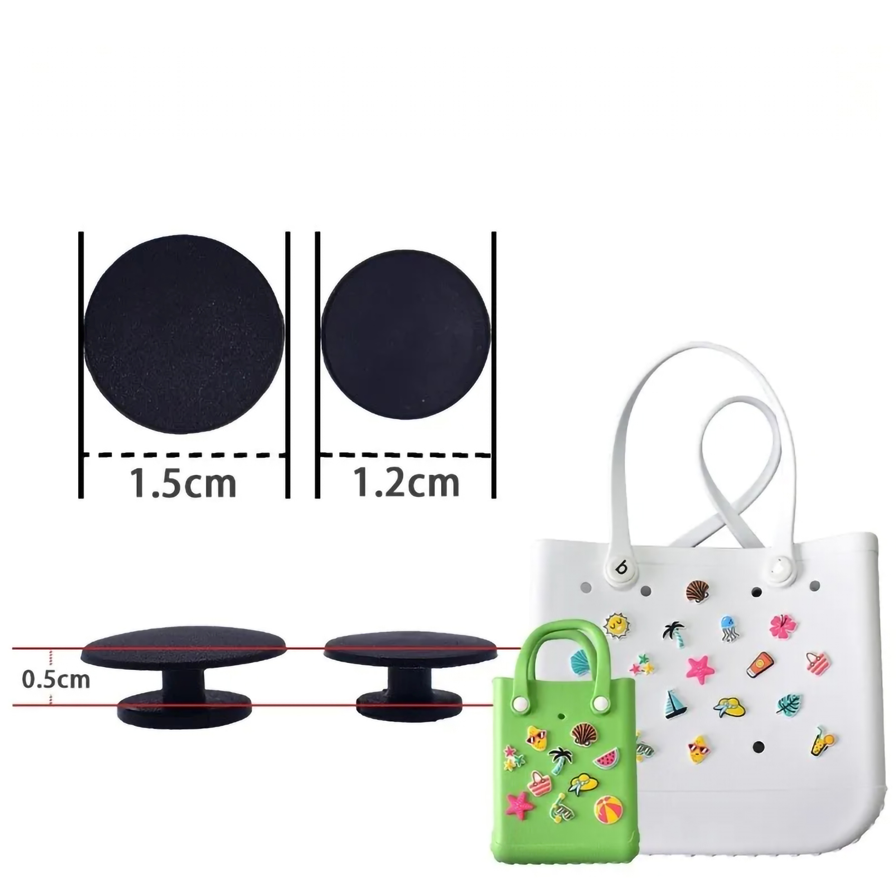 18pcs Lovely Bogg Bags Accessories Rubber Summer Decoration Women Beach Bag Tote Handbag Random Pairing Decorative Buckles Inser