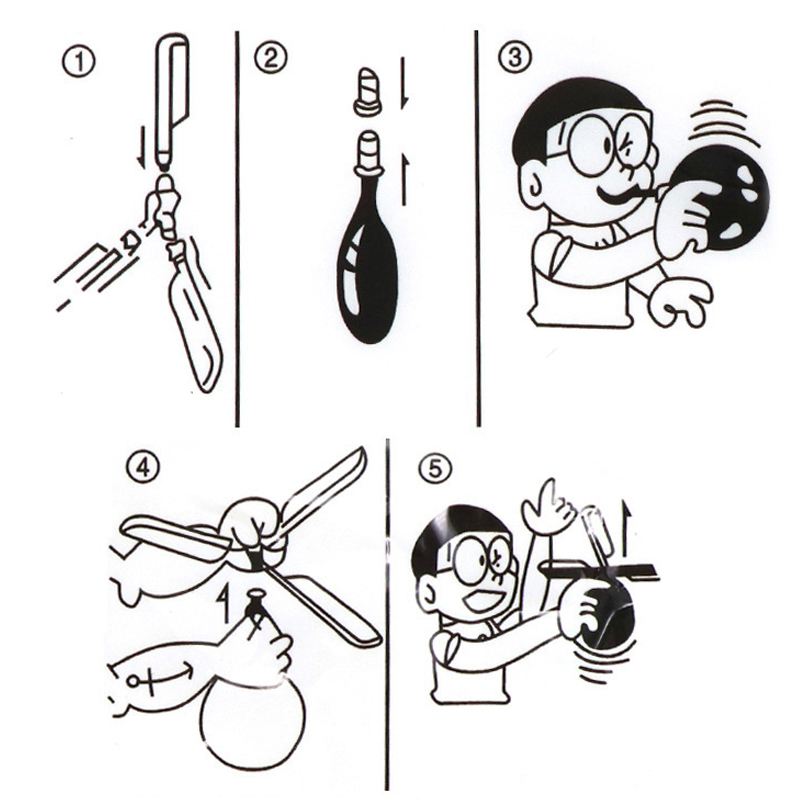 6PCS 공기 풍선 헬리콥터 장난감 재미 있은 풍선 Ortable 야외 헬리콥터 비행 어린이 생일 파티 어린이 날 게임