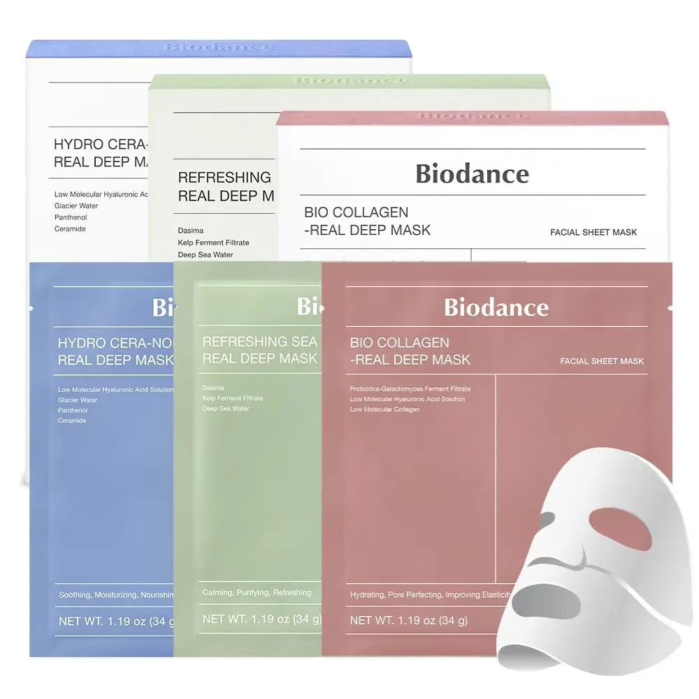 BIODANCE バイオコラーゲン ディープハイドレーティング ジェルマスク、夜用保湿、毛穴引き締め、弾力向上、1箱4枚入り