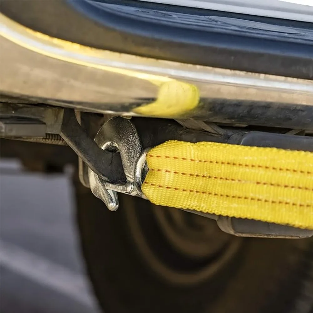 Cable de remolque de coche de 4M, correa de tracción de grosor doble para remolque de alta resistencia de 5 toneladas con cuerda de gancho para pila de transporte de recuperación de vehículos