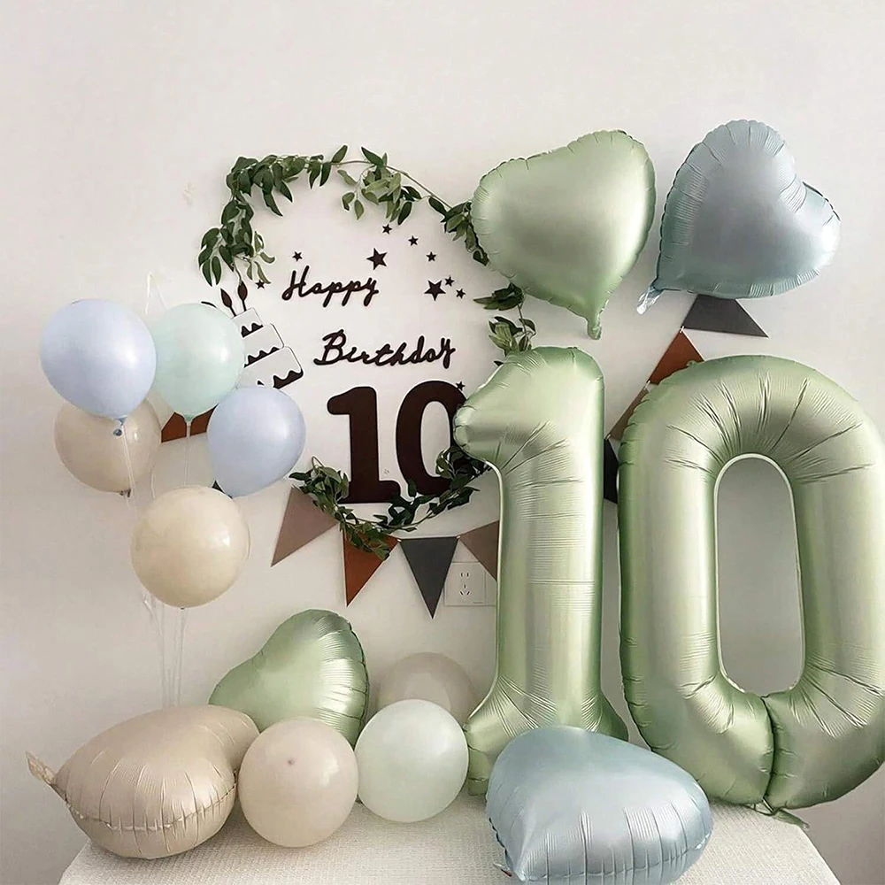 1 40 นิ้วสีเขียวมิ้นท์ดิจิตอล 0-9 บอลลูน เหมาะสําหรับวันเกิด ของตกแต่งงานปาร์ตี้ งานแต่งงาน วันครบรอบ