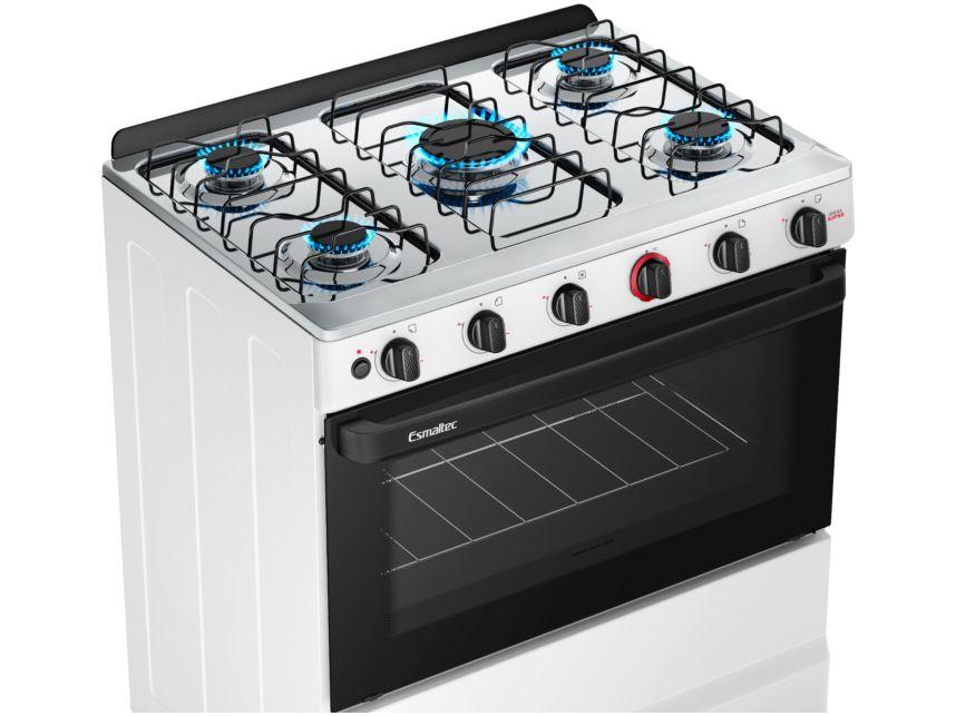 Fogão 5 Bocas Esmaltec Branco Ideal Super BR 5121 - Bivolt